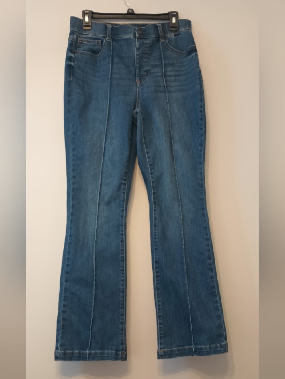 Stitch‎ Start Navy Blue Pull On Flare Jeans with Center Seam Detail M